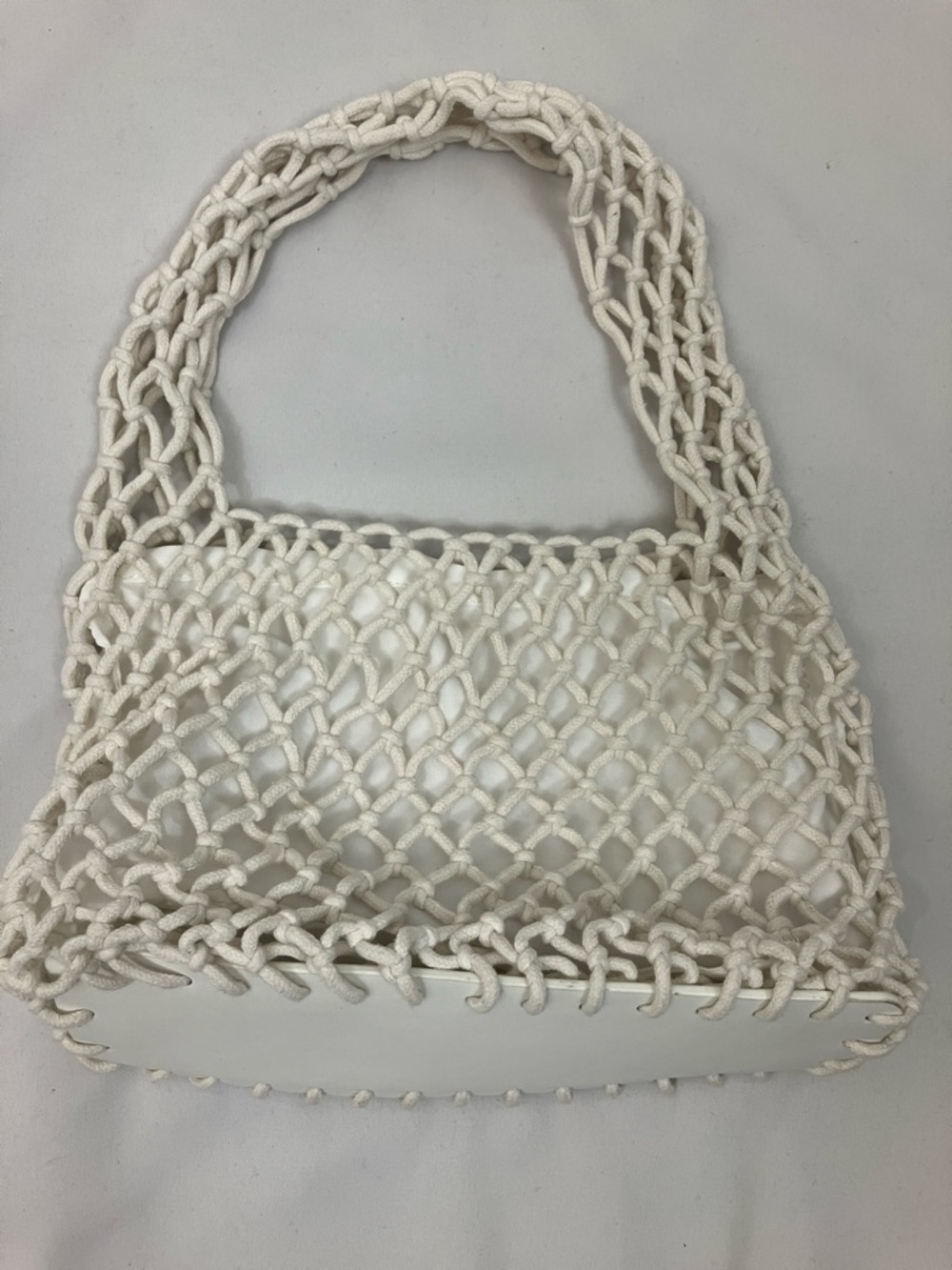 White Mini Macramé Knot Tote Bag Women’s Accessory